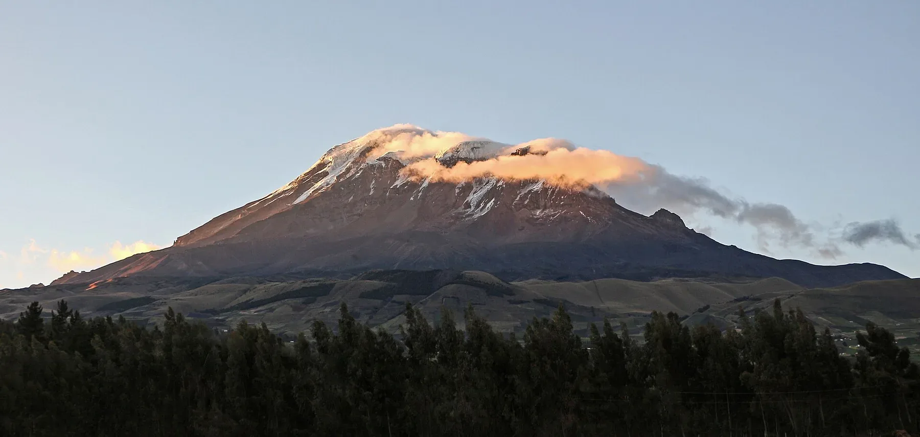 Chimborazo rising above the Ecuadorian highlands.