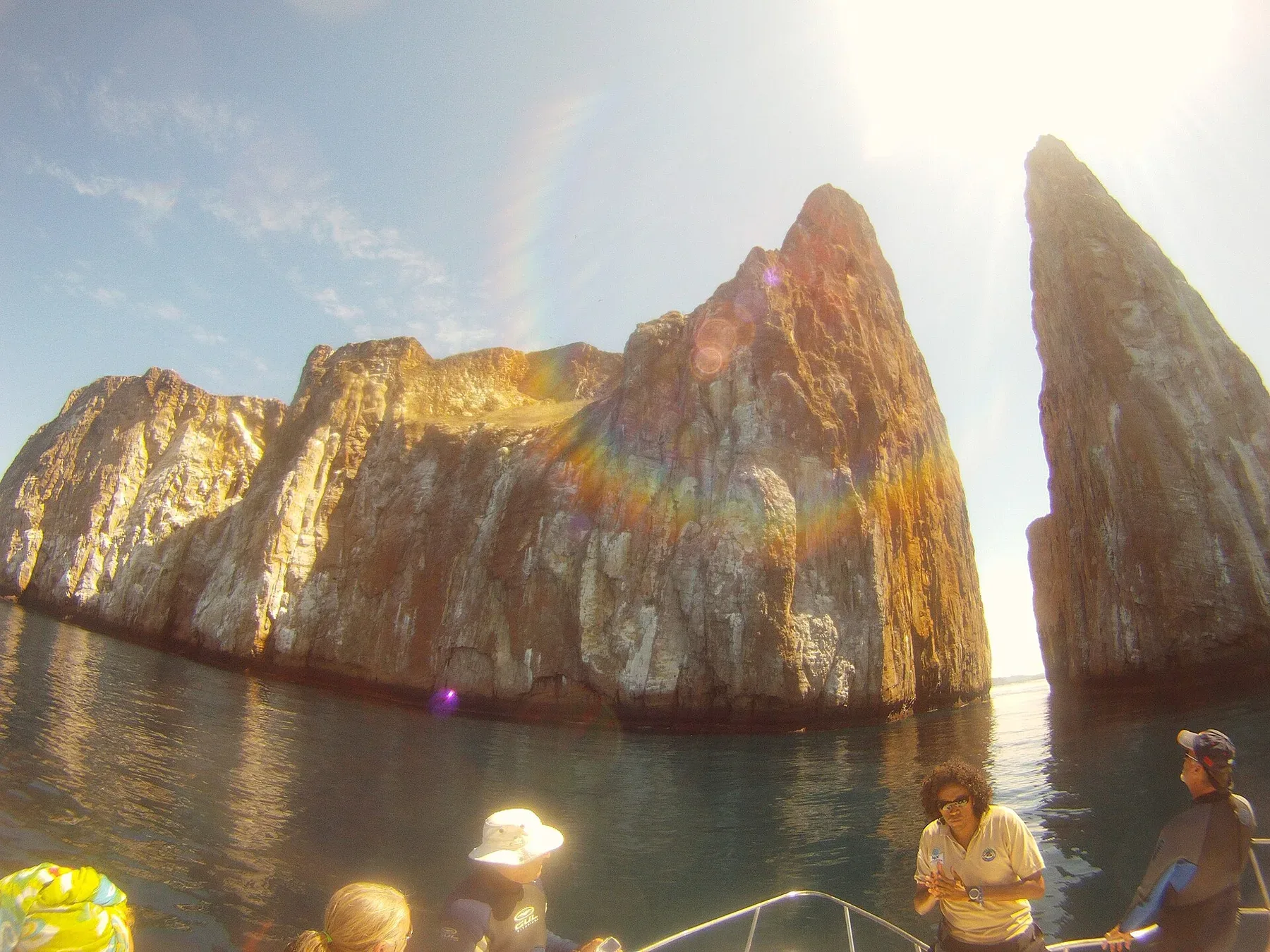 León Dormido, or Kicker Rock, rising offshore from San Cristóbal in the Galápagos.