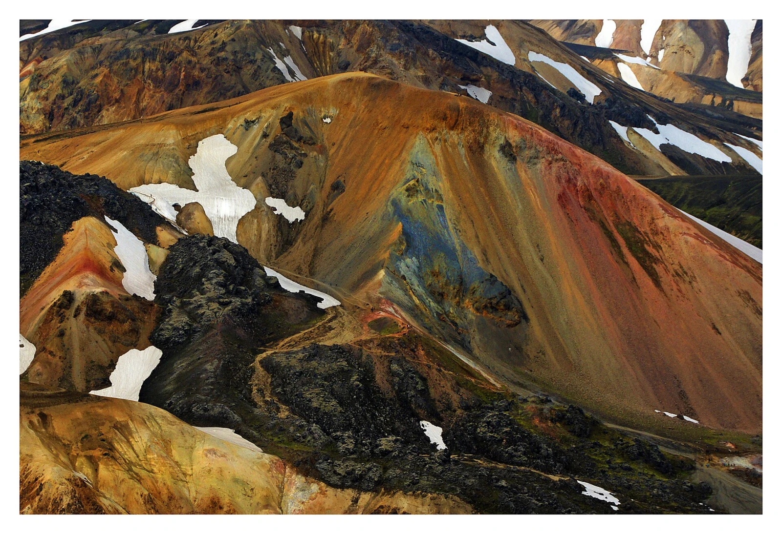 Colorful slopes of Brennisteinsalda above Iceland's Landmannalaugar highlands.