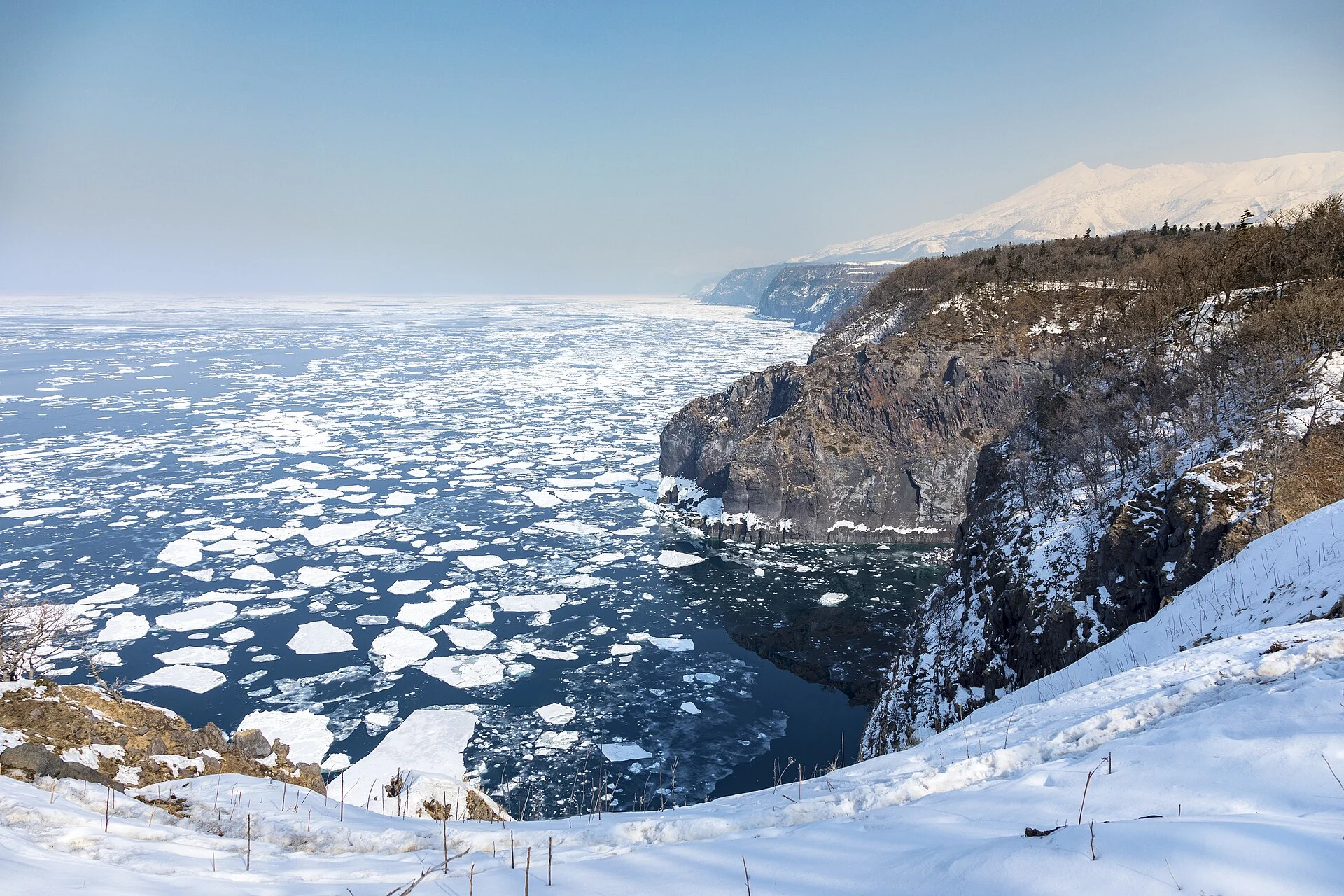 Drift ice off the Shiretoko Peninsula in Hokkaido.