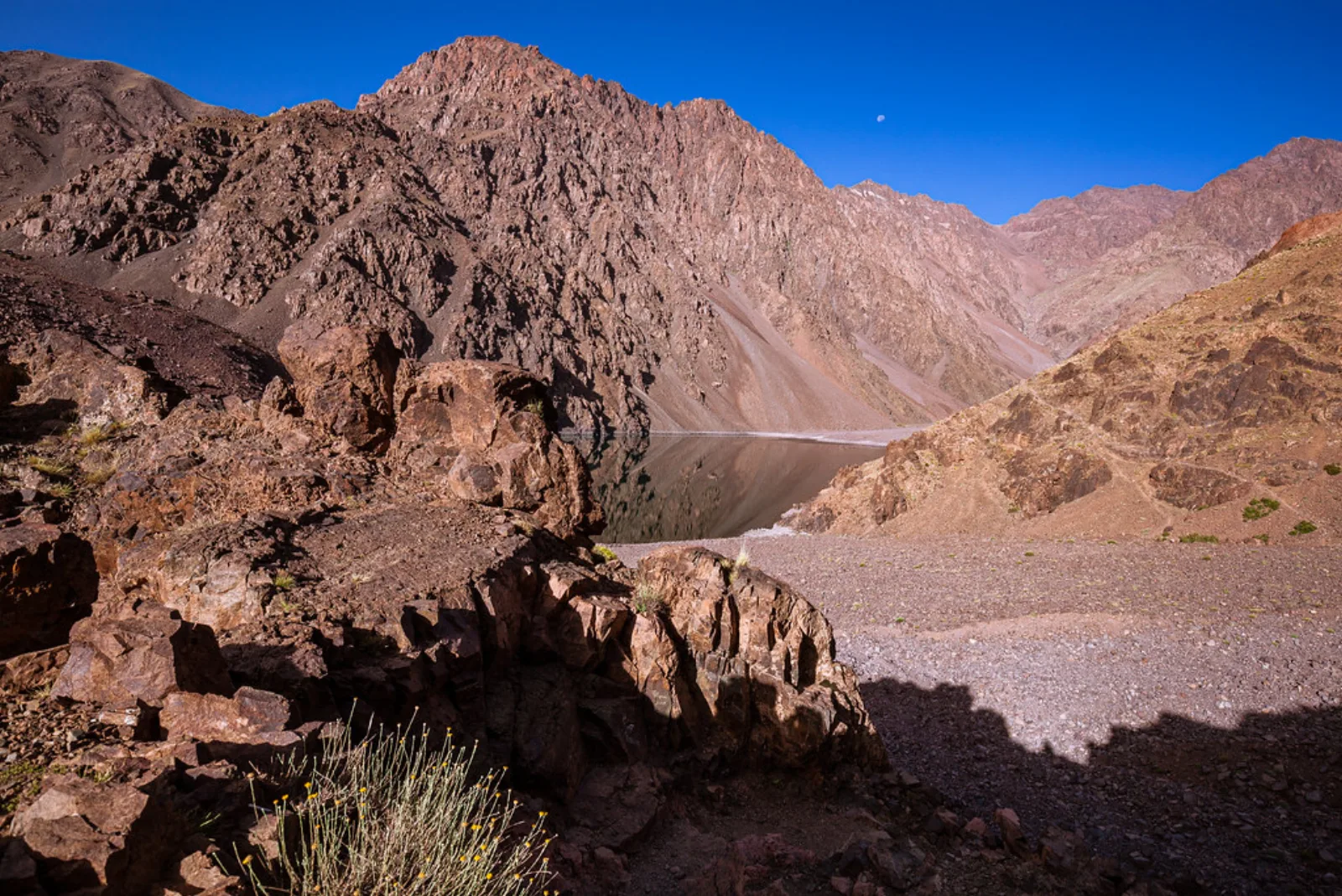 Lake Ifni beneath the High Atlas peaks, Morocco