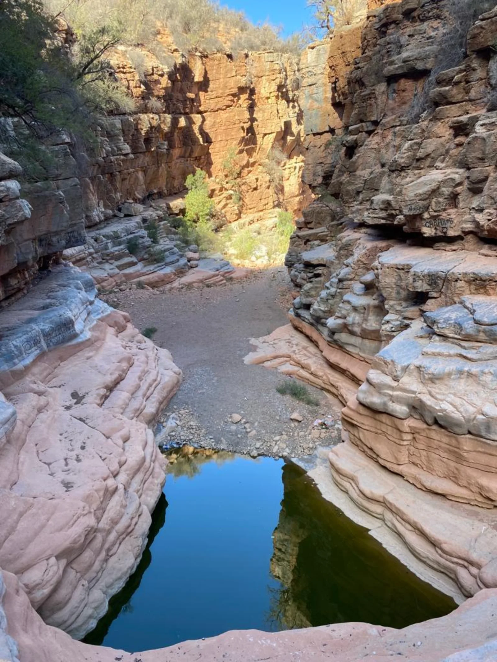A seasonal pool between the rocks of Paradise Valley near Agadir, Morocco
