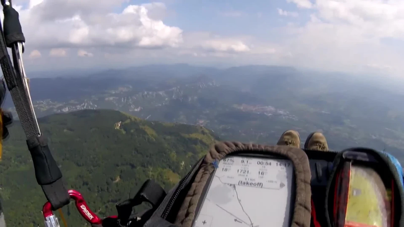 A pilot's view while paragliding high above the Vipava Valley.