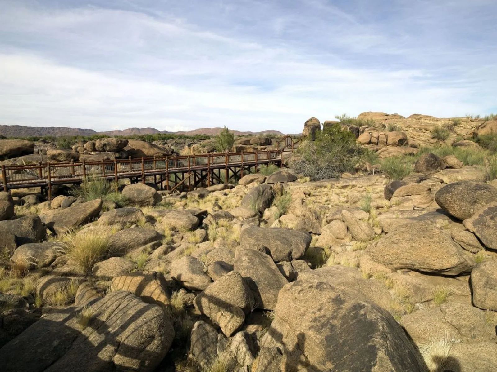 Boardwalk through the rocky landscape at Augrabies Falls.
