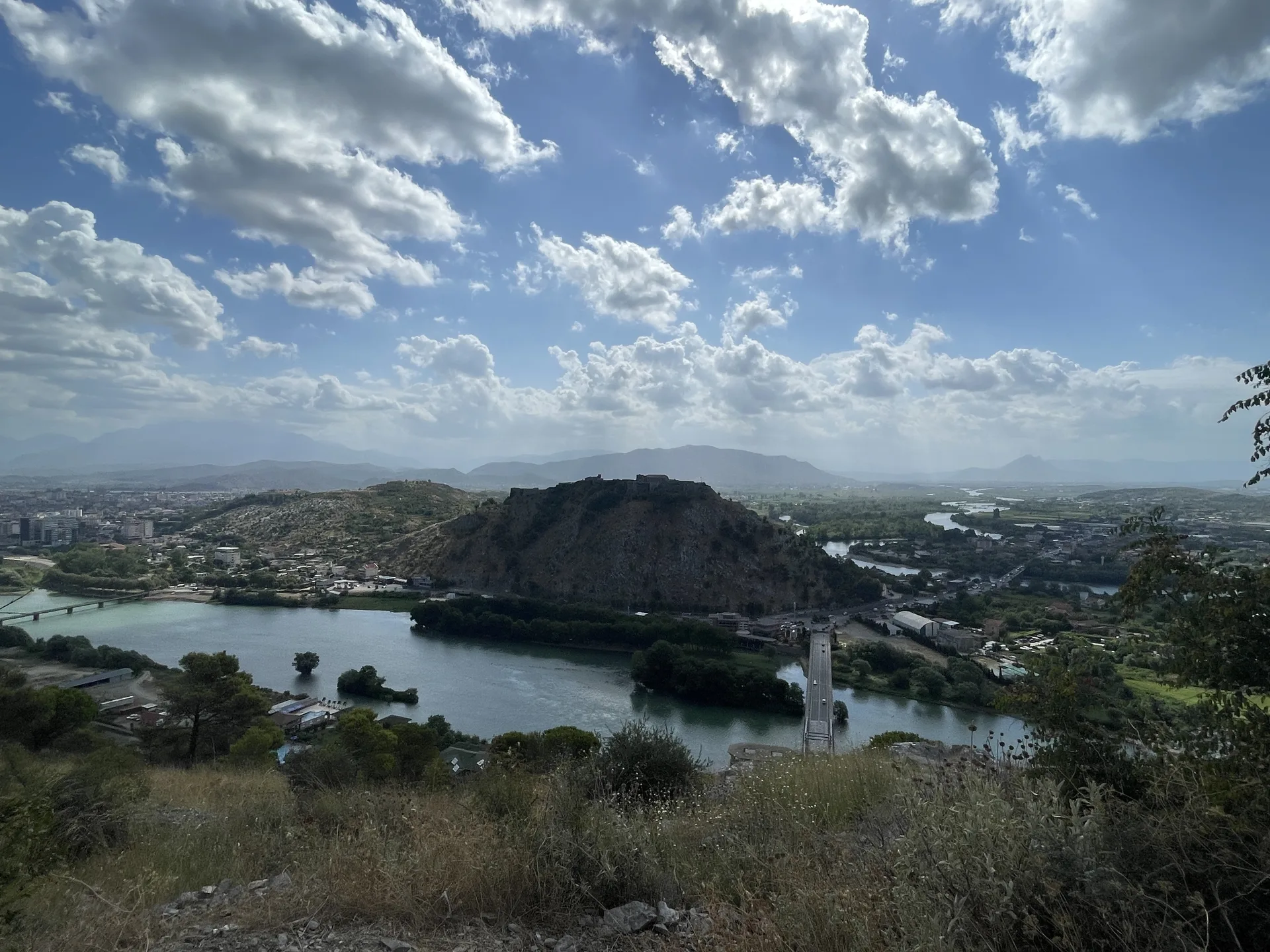 Rozafa Castle rising above the Buna River and the plains around Shkodër.