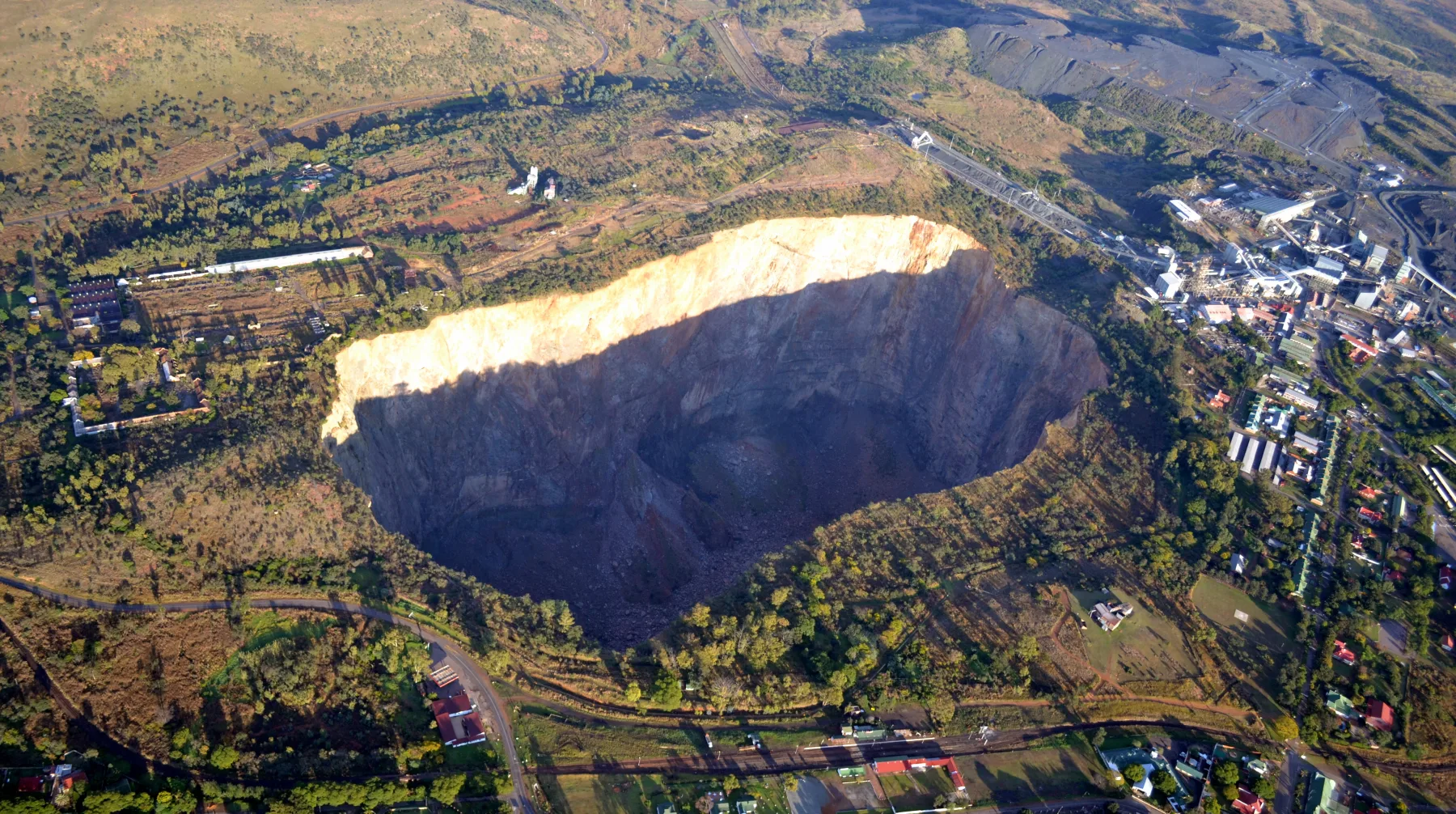 Aerial view of the open pit at Cullinan Premier Mine, South Africa.