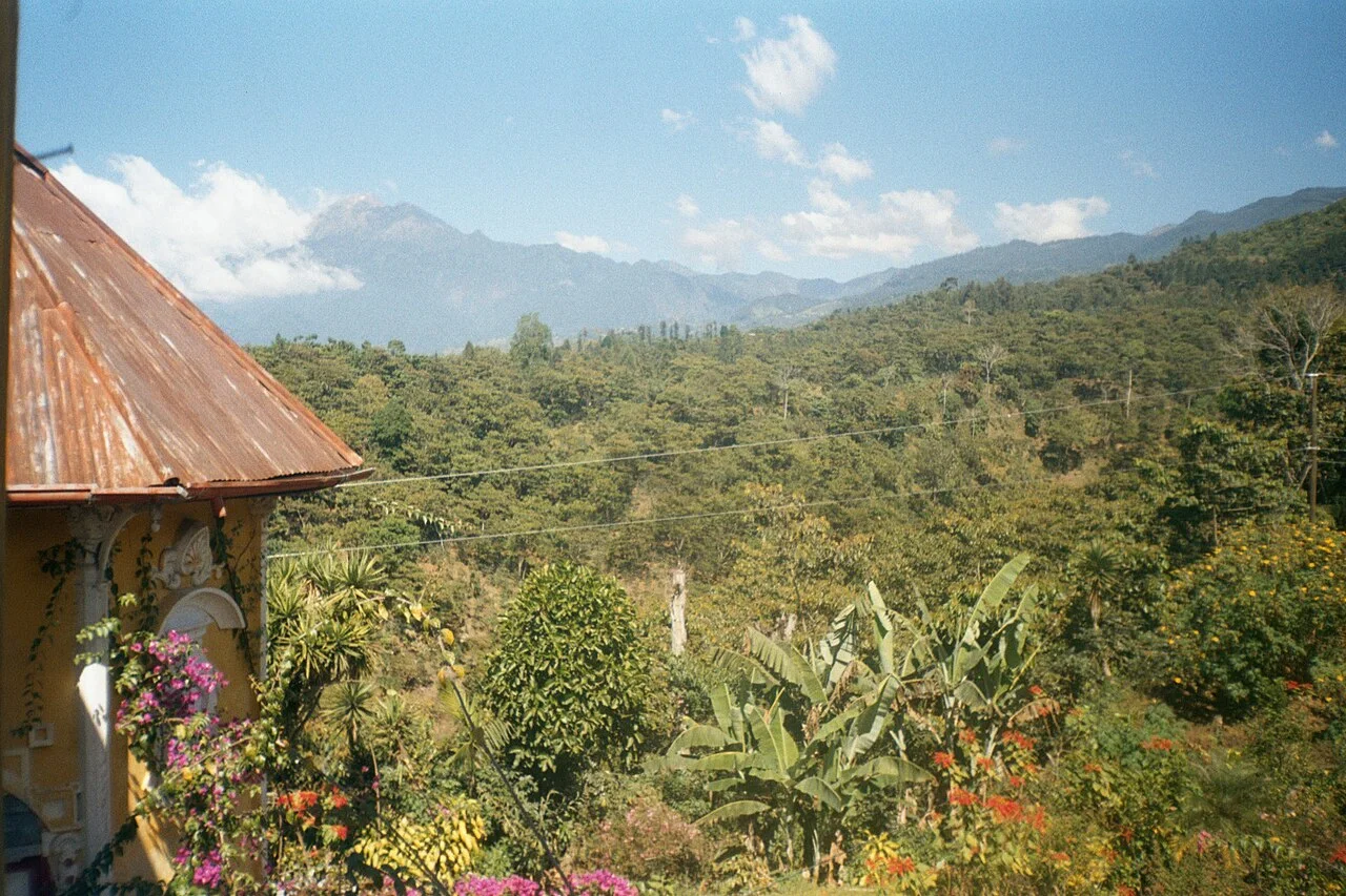 Volcán Tajumulco rising beyond the forested slopes of western Guatemala.