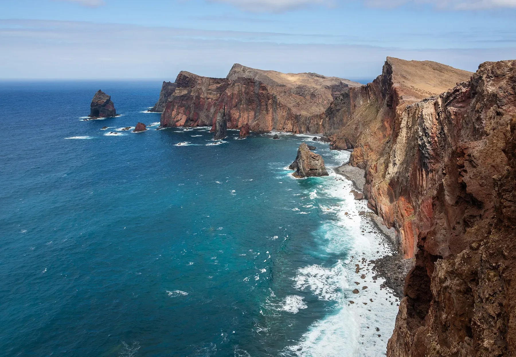 Volcanic headlands of Ponta de São Lourenço above the Atlantic in Madeira.