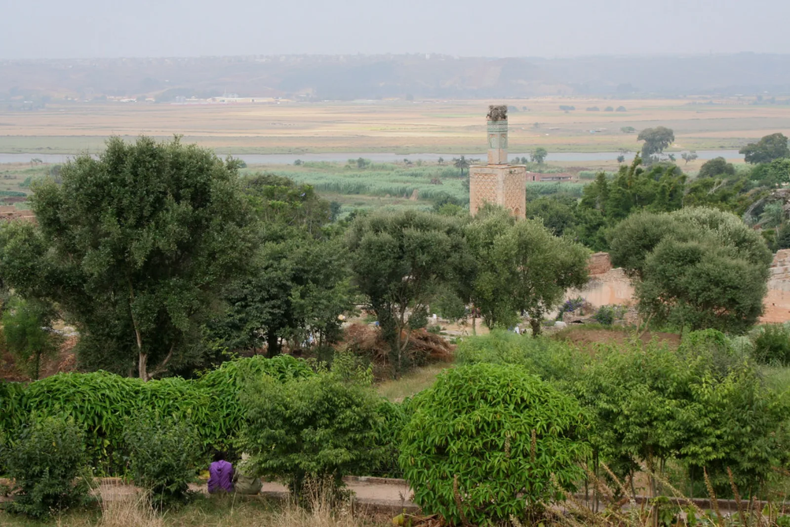 El minarete y los jardines entre las ruinas históricas de Chellah, en Rabat.