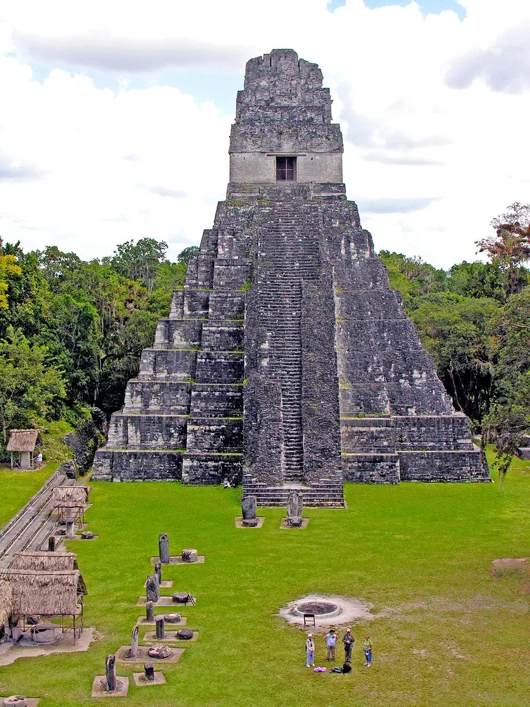 Temple I rising above the Great Plaza at Tikal.
