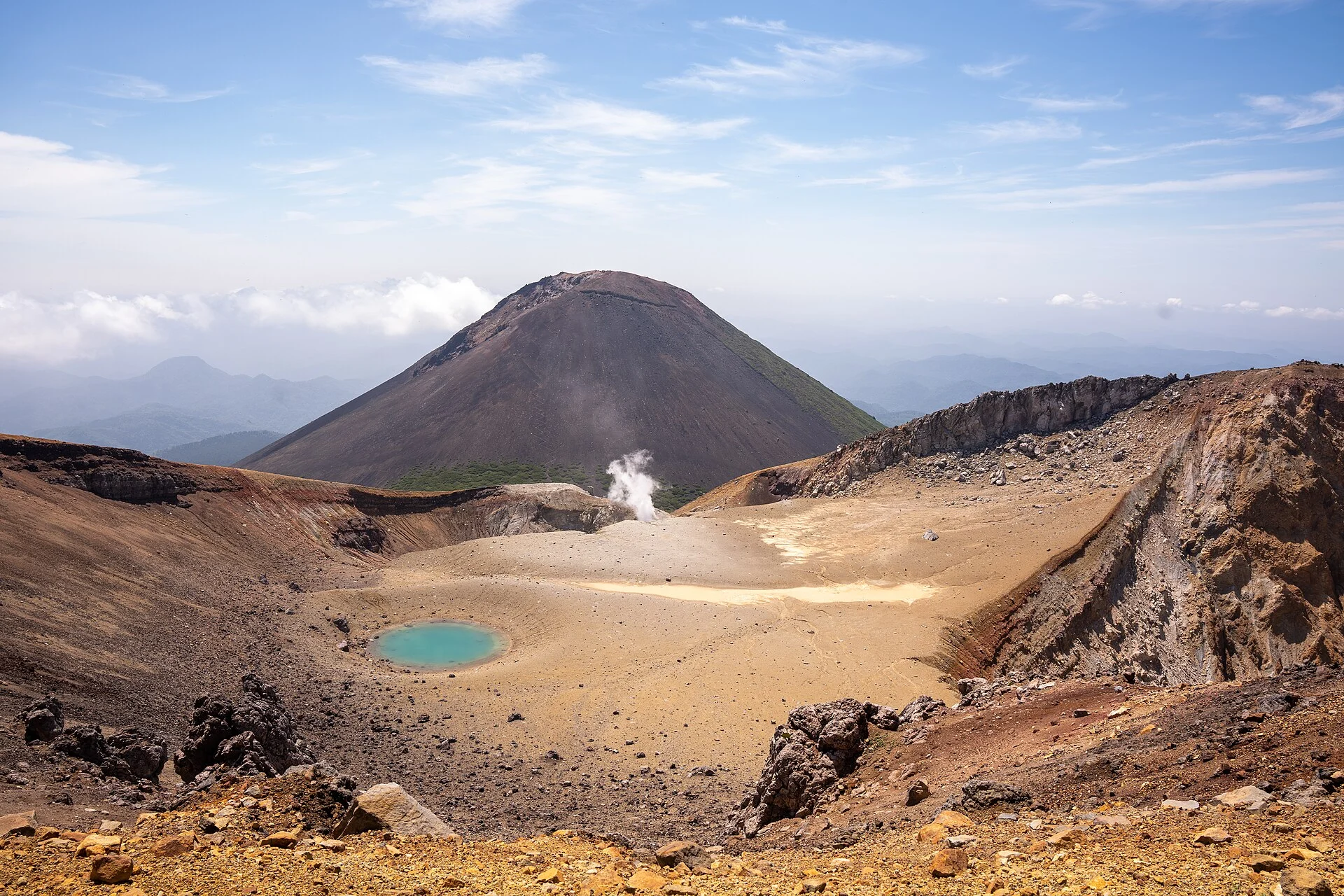 Volcanic terrain on Mount Meakan in Hokkaido, Japan.