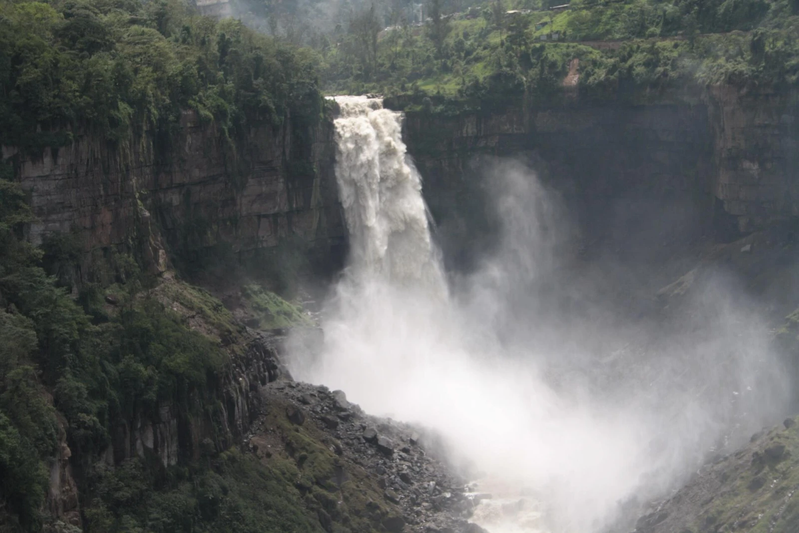 Salto del Tequendama falling into its misty gorge in Cundinamarca, Colombia.